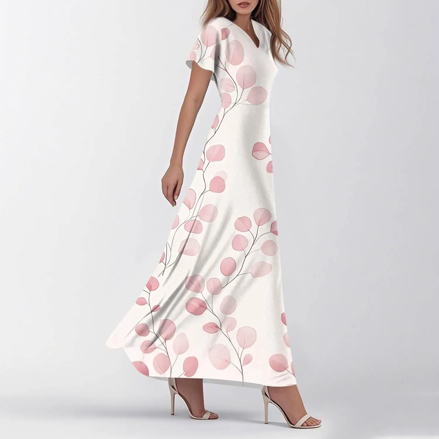 Summer Dresses for Women 2025 Elegant Classy Flowy Ruffle Swing V Neck A Line Dress Casual Boho Long Maxi Sundresses