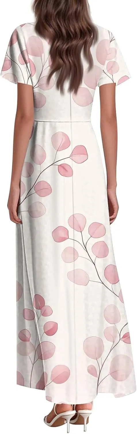 Summer Dresses for Women 2025 Elegant Classy Flowy Ruffle Swing V Neck A Line Dress Casual Boho Long Maxi Sundresses