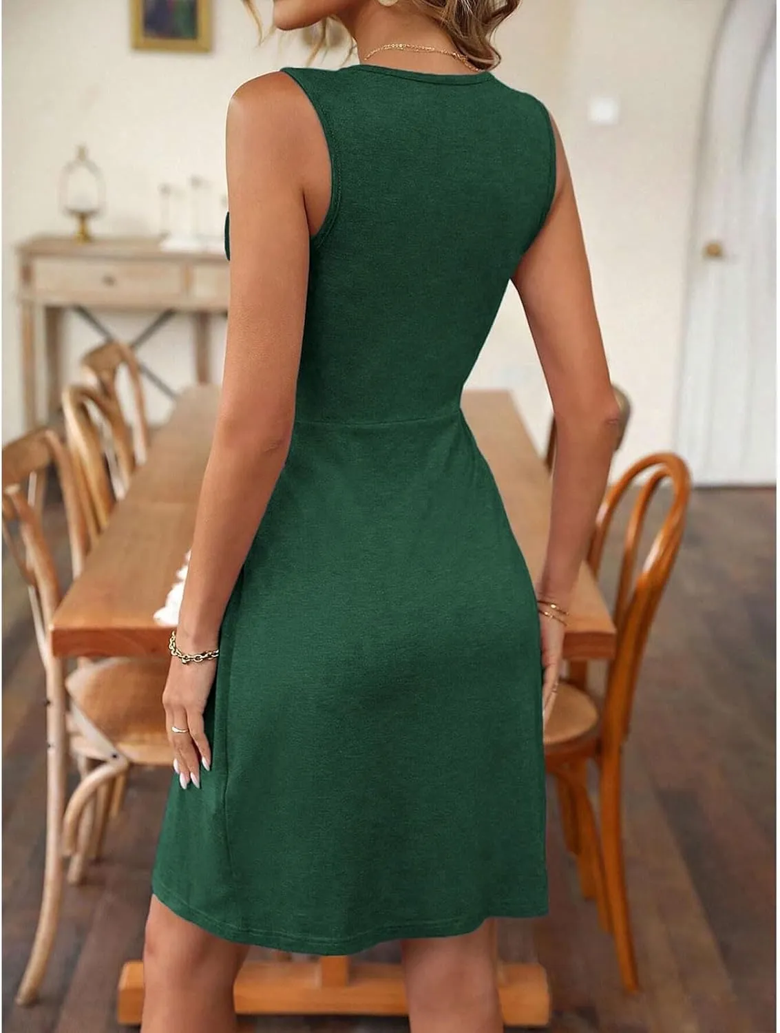 Sun Dresses for Women 2025 Vacation Cotton Sleeveless V Neck Beach Summer Dresses Y2k Casual Tank Cover Ups Swing Dress
