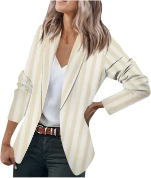 Women Fall Fashion 2024 Blazers Long Sleeve Open Front Button Blazer Jackets Solid Color Work Office Suit Jacket