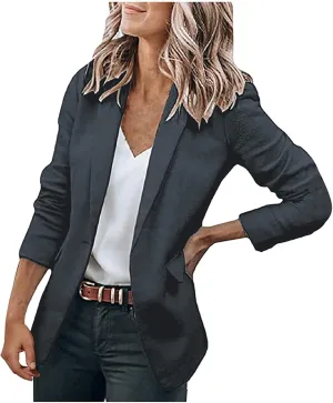 Women's Casual Blazer Casual Lapel Open Front Long Sleeve Work Office Suit Jacket Coat Blazer Dress