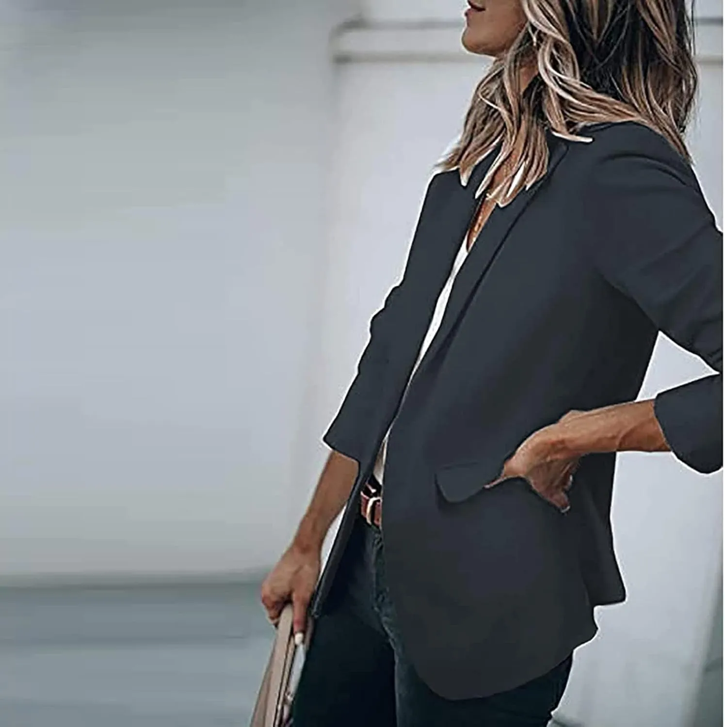 Women's Casual Blazer Casual Lapel Open Front Long Sleeve Work Office Suit Jacket Coat Blazer Dress