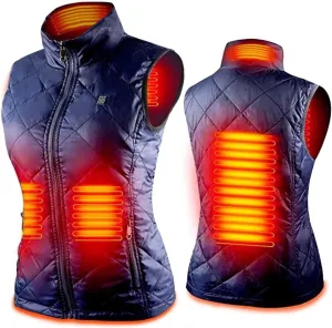 Women's Heated Vest Lightweight Quilted Heated Vest Full Length Leopard Coat