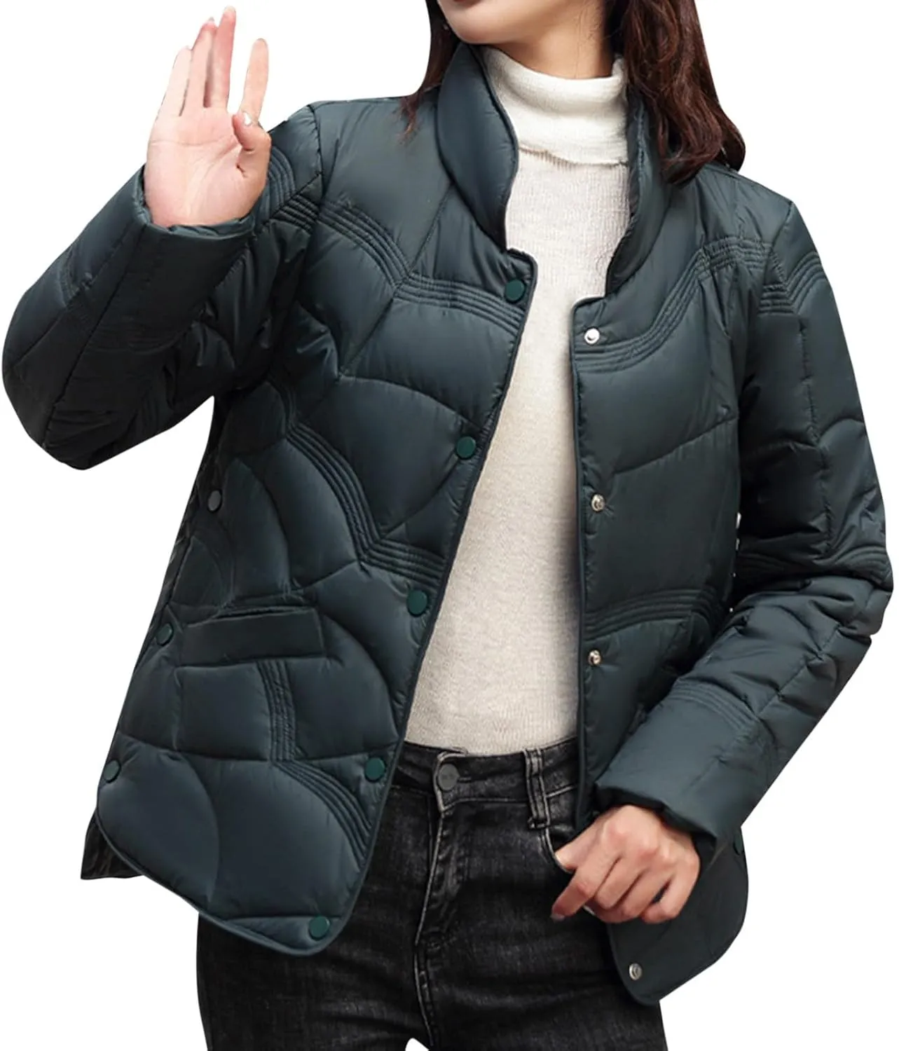 Womens Oversized Puffer Jacket Quilted Down Coats Windproof Lightweight Warm 2024 Winter Padded Coat Trendy Outerwear