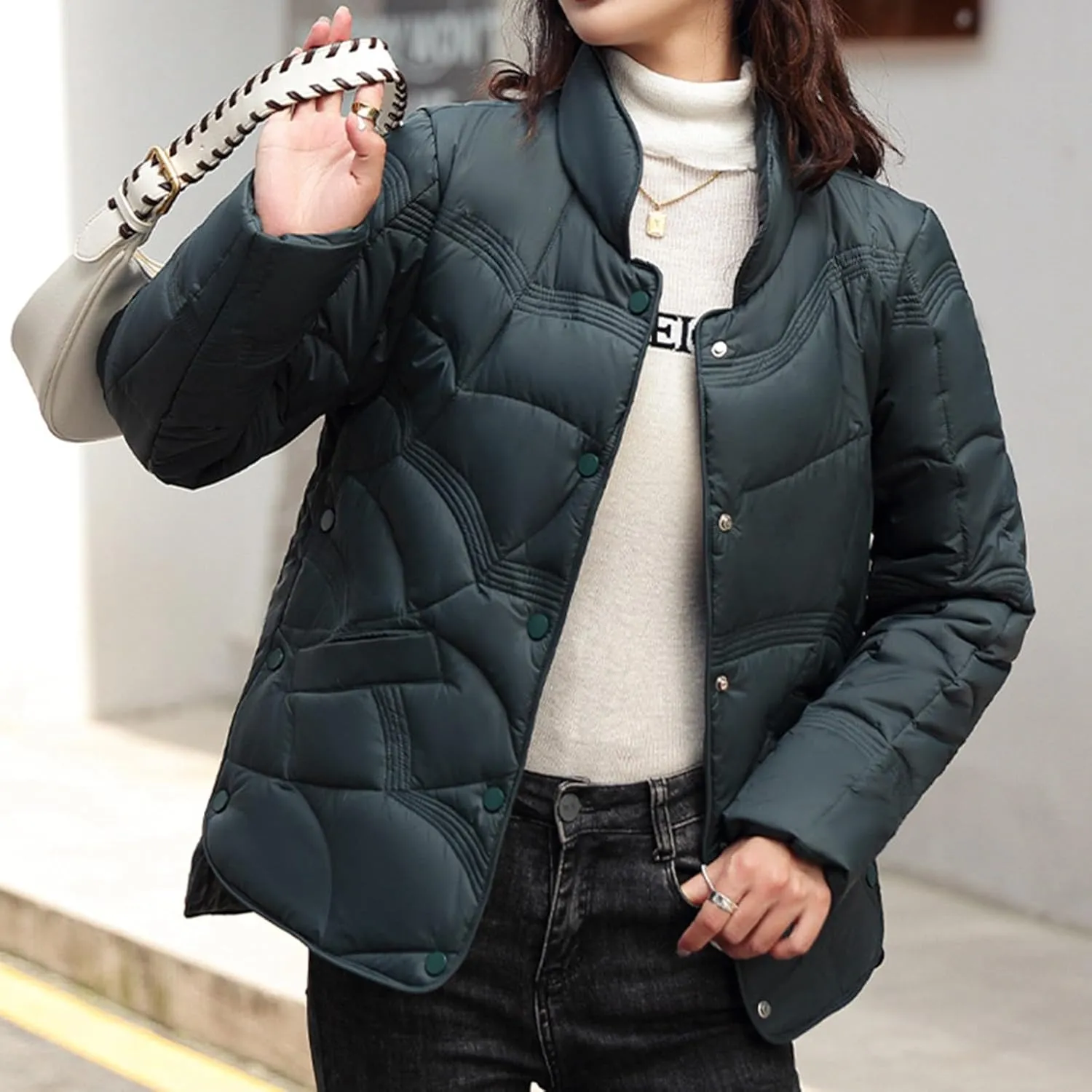Womens Oversized Puffer Jacket Quilted Down Coats Windproof Lightweight Warm 2024 Winter Padded Coat Trendy Outerwear