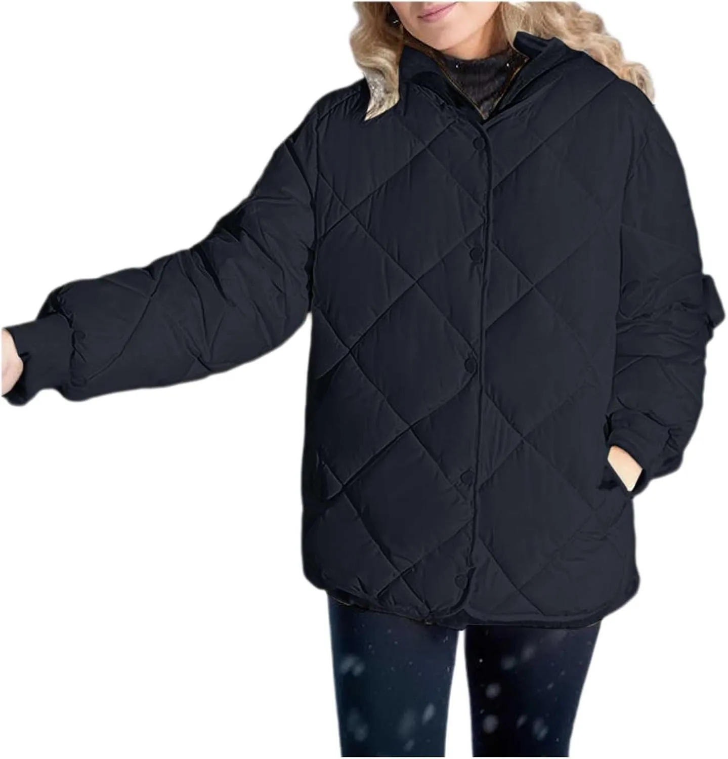 Womens Oversized Puffer Jacket Quilted Down Coats Windproof Lightweight Warm 2024 Winter Padded Coat Trendy Outerwear